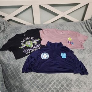 Disney Black and Pink Graphic Tees with Blue Jacket